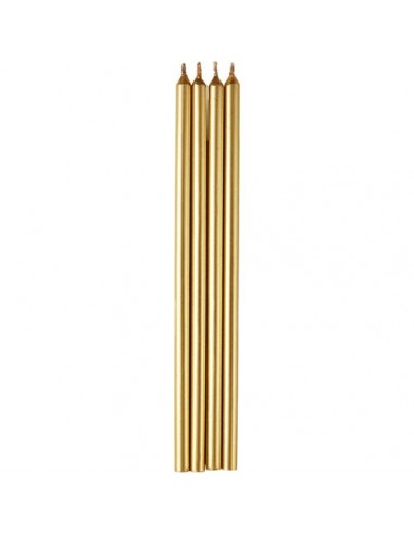 Velas para Tartas Doradas Largas 14,5cm, 12ud Wilton