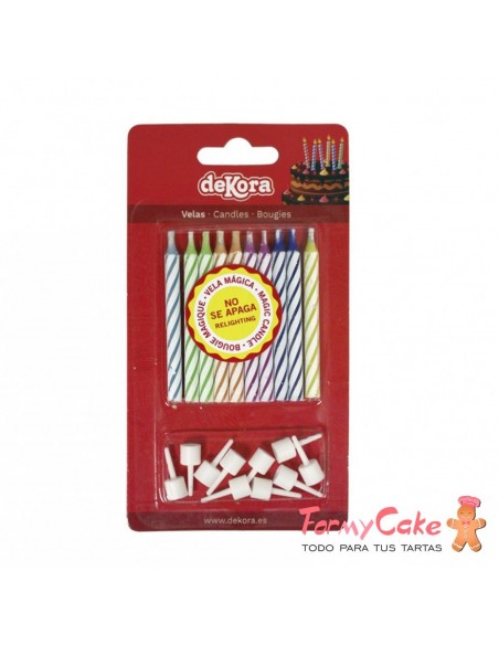 Velas para Tartas No se Apagan 10ud dekora