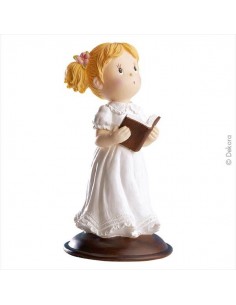 Figura para Tarta Comunión Niña Biblia