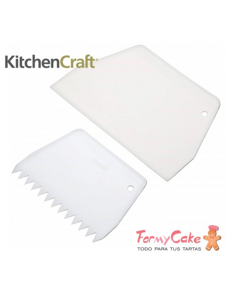 Set de Espátulas para Cobertura, Plástico, Blanco, 2 Ud. Kitchen Craft