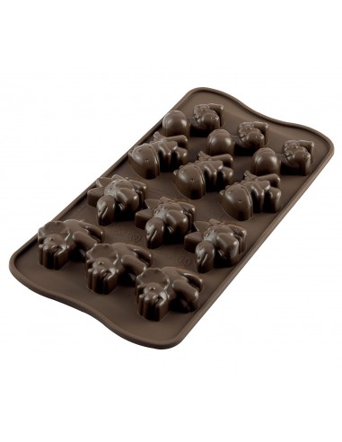 Molde Silicona 12 Dinosaurios De Chocolate Silikomart