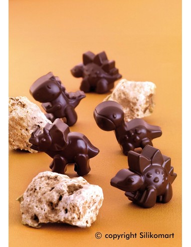 Molde Silicona 12 Dinosaurios De Chocolate Silikomart