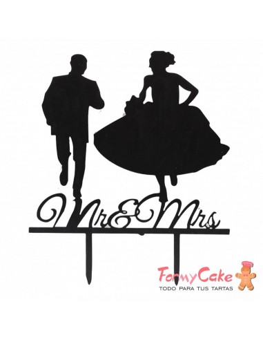 Cake Topper Acrílico Silueta Novios Modelo 13