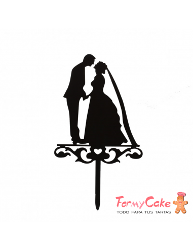 Cake Topper Acrílico Silueta Novios Modelo 1