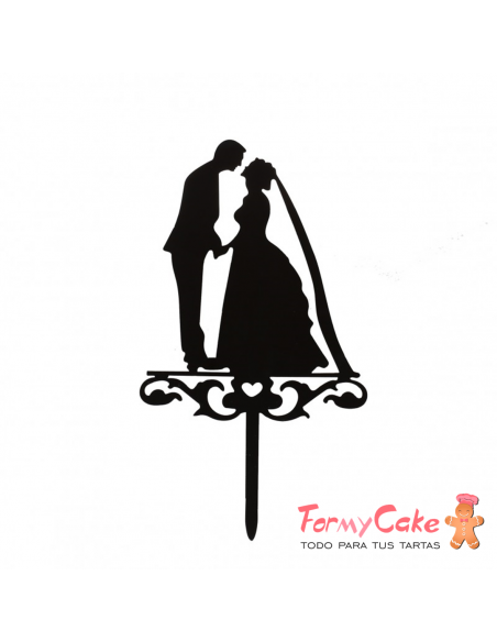 Cake Topper Acrílico Silueta Novios Modelo 1