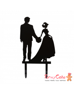 Cake Topper Acrílico Silueta Novios Modelo 11