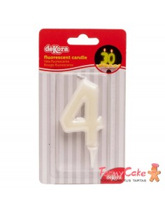Vela Fluorescente 6cm Número 4 Dekora