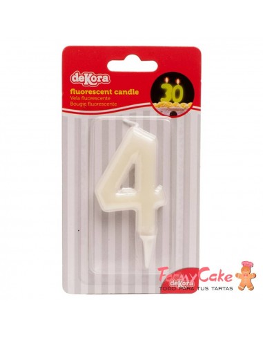 Vela Fluorescente 6cm Número 4 Dekora
