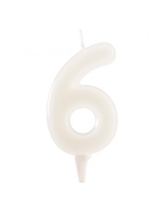 Vela Fluorescente 6cm Número 6 Dekora 2
