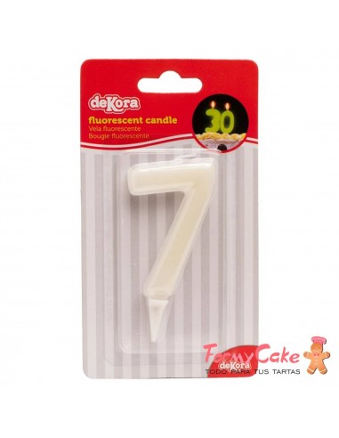 Vela Fluorescente 6cm Número 7 Dekora