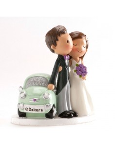 Figura para Tarta Novios Coche Just Married 11,5cm Dekora 2