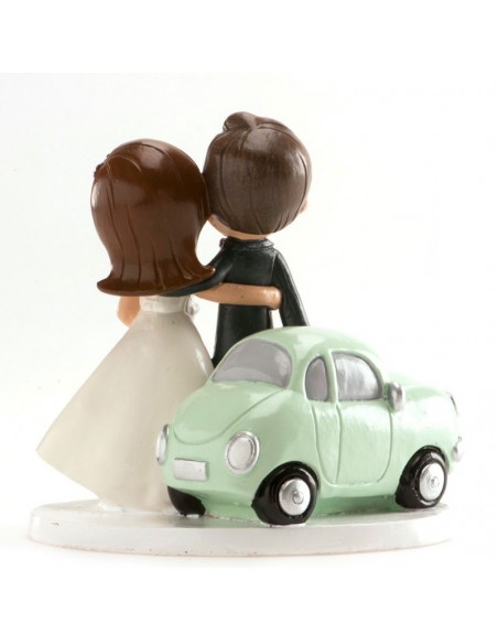Figura para Tarta Novios Coche Just Married 11,5cm Dekora