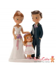 Figura para Tarta Novios Con Niña 16cm Dekora