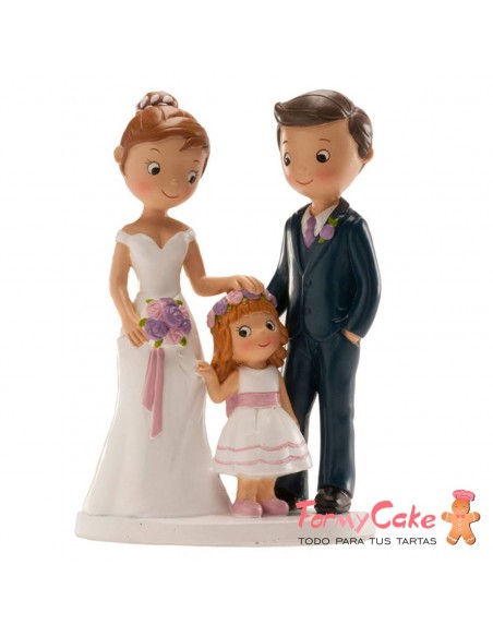Figura para Tarta Novios Con Niña 16cm Dekora