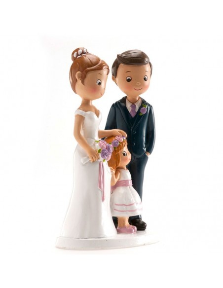 Figura para Tarta Novios Con Niña 16cm Dekora