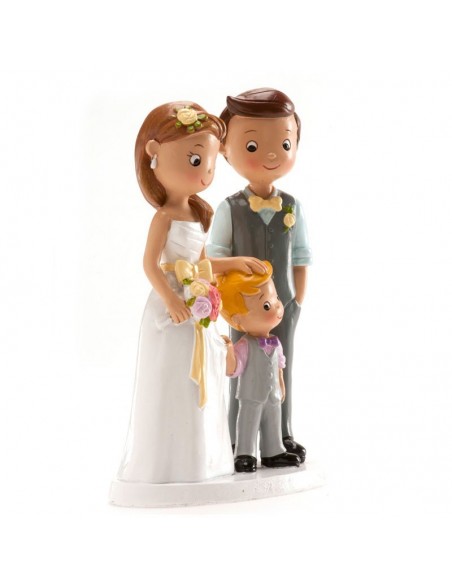 Figura para Tarta Novios Con Niño 16cm Dekora