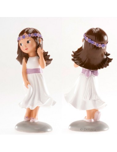 Figura para Tarta Comunión Niña Lazo Violeta Irene Dekora