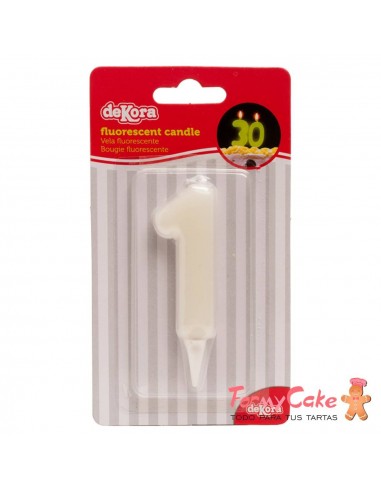 Vela Fluorescente 6cm Número 1 Dekora