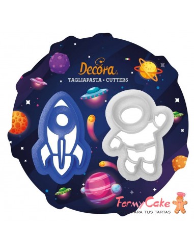Kit Dos Cortadores De Astronauta Y Cohete Decora
