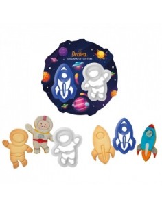 Kit Dos Cortadores De Astronauta Y Cohete Decora 2