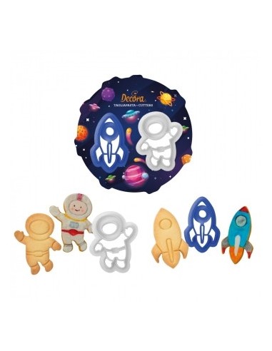 Kit Dos Cortadores De Astronauta Y Cohete Decora