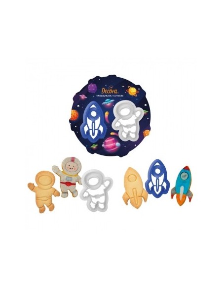 Kit Dos Cortadores De Astronauta Y Cohete Decora