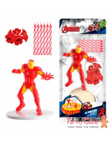 KIT PVC CON PINCHOS "IRON MAN" PARA DECORAR TARTAS