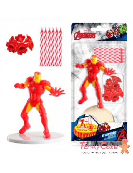KIT PVC CON PINCHOS "IRON MAN" PARA DECORAR TARTAS