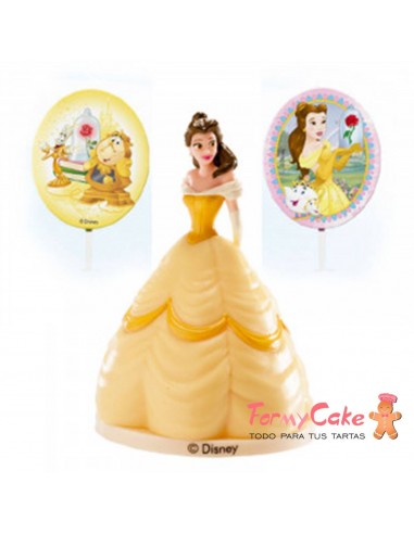 KIT PVC CON PINCHOS "PRINCESA BELLA" PARA DECORAR TARTAS
