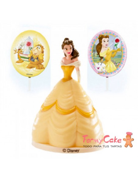 KIT PVC CON PINCHOS "PRINCESA BELLA" PARA DECORAR TARTAS