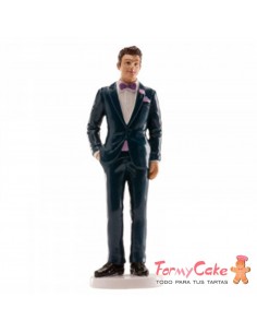 FIGURA DE BODA HOMBRE TRAJE AZUL 16 CM
