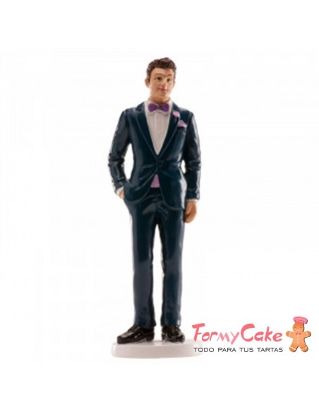 FIGURA DE BODA HOMBRE TRAJE AZUL 16 CM
