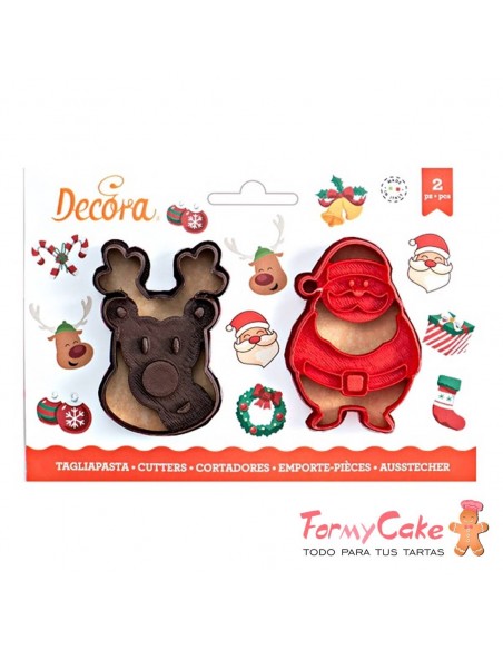 Kit Cortadores Santa Claus Y Reno 2ud. Decora