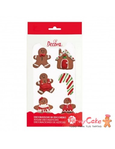 Decoración De Azúcar Familia Jengibre 6ud  Decora