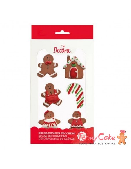Decoración De Azúcar Familia Jengibre 6ud  Decora