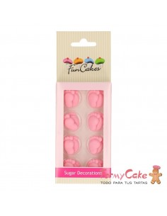 Set Decoraciones De Azúcar Pies Bebe Rosas, 16ud. Funcakes