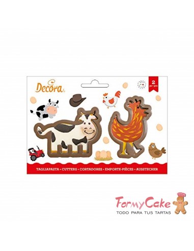 kit Cortadores Vaca y Gallina, 2ud Decora