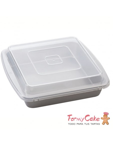 Molde Cuadrado con Tapa 23cm. Wilton