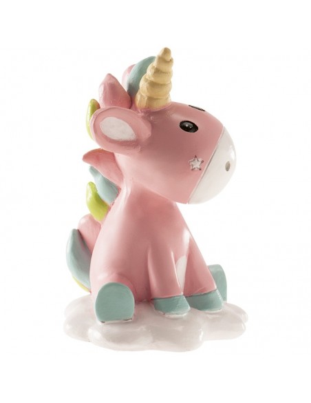 Figura para Tarta Bautizo Unicornio Rosa, 10cm Dekora