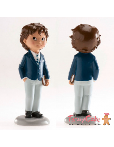 Figura Tarta De Comunión Niño Traje Azul Pedro