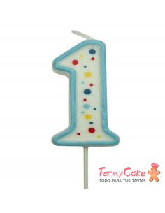 Velas para Tartas Azul Número 1 PME