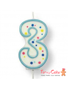 Velas para Tartas Azul Número 3 PME
