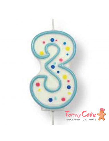 Velas para Tartas Azul Número 3 PME