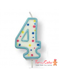 Velas para Tartas Azul Número 4 PME