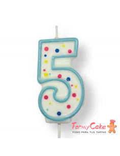 Velas para Tartas Azul Número 5 PME