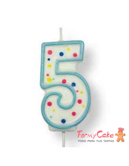 Velas para Tartas Azul Número 5 PME