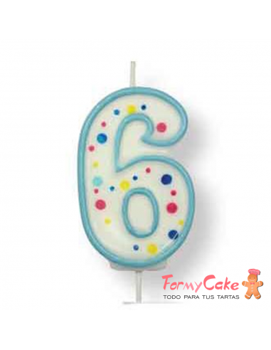 Velas para Tartas Azul Número 6 PME