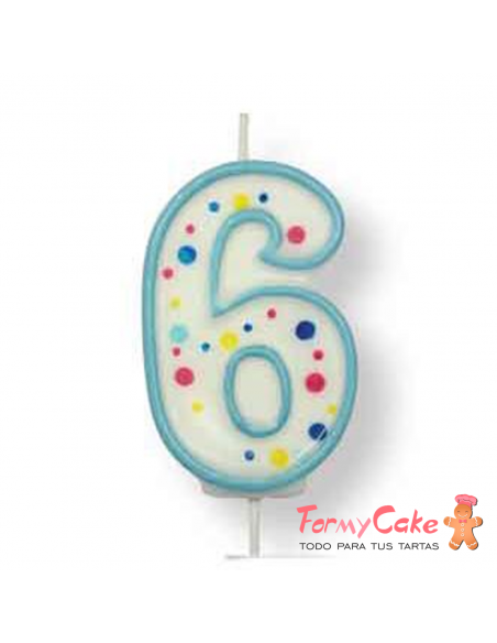 Velas para Tartas Azul Número 6 PME