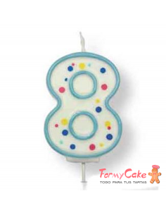 Velas para Tartas Azul Número 8 PME