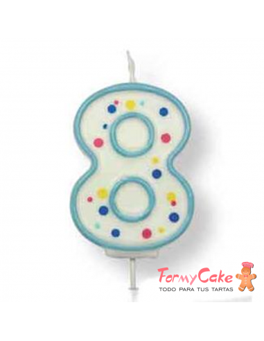 Velas para Tartas Azul Número 8 PME
